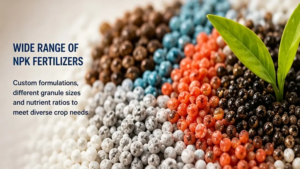 NPK fertilizer granules and fertilizer products