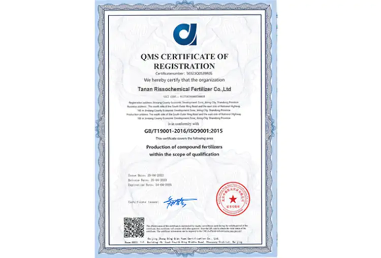 SERTIFIKAT PENDAFTARAN QMS Risso