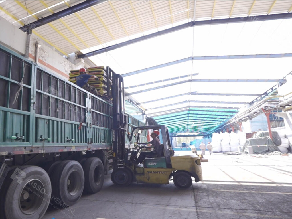 Risso fertilizer is being loaded into a truck