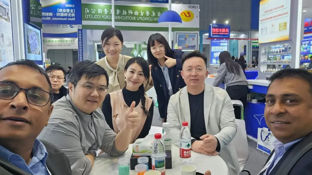 Risso team meeting international clients at CAC 2026 agrochemical exhibition in Shanghai