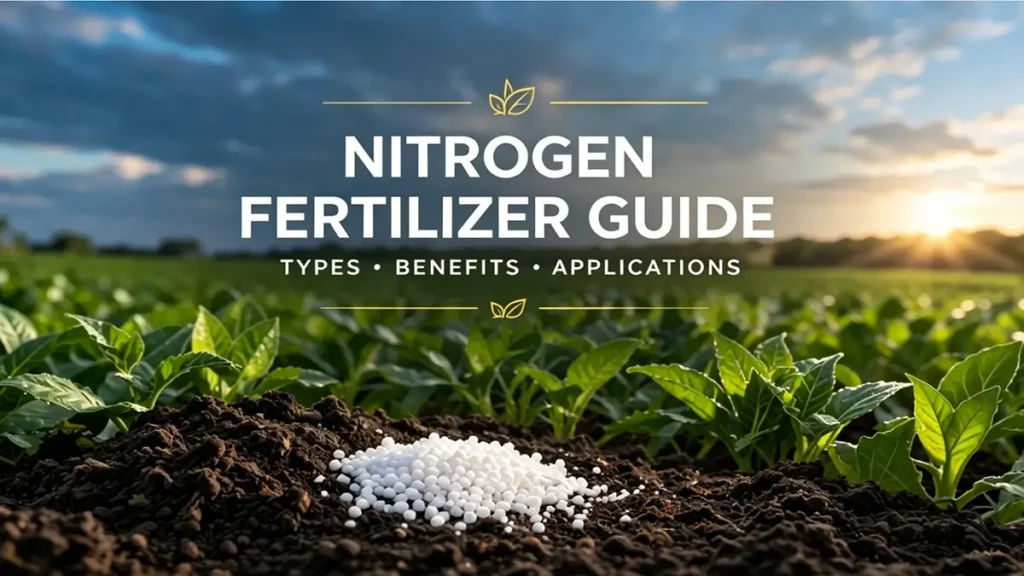 Types of nitrogen fertilizers including urea ammonium nitrate controlled release fertilizer and liquid nitrogen solutions for crop nutrition