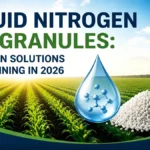 Modern agricultural field comparing liquid UAN nitrogen fertilizer and granular fertilizer for precision farming and sustainable crop production in 2026.