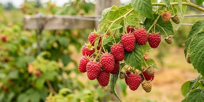 Raspberries_growing_on_cane_
