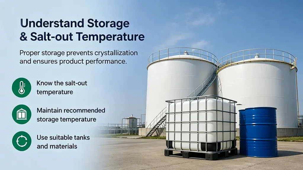 UAN 32 fertilizer storage tanks and salt-out temperature considerations