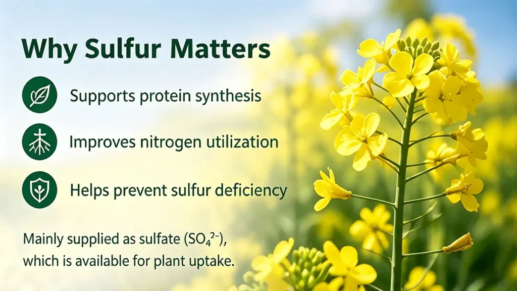 Sulfur nutrition from ASN fertilizer supports plant growth and protein synthesis