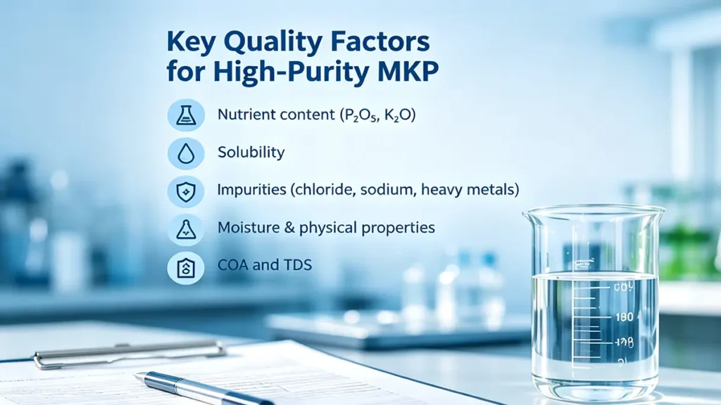 High-purity MKP fertilizer quality testing for solubility, impurities and nutrient content