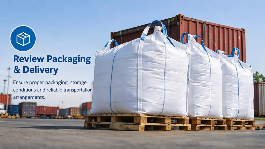Calcium nitrate fertilizer packed in bulk bags on pallets for safe storage, handling, and international shipment.